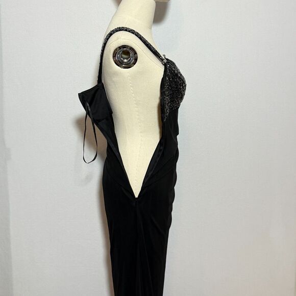 Blondie Nights by Stacy Sklar | Black Gown | Evening Prom | Sequin Top | Sz 5 - Picture 4 of 7